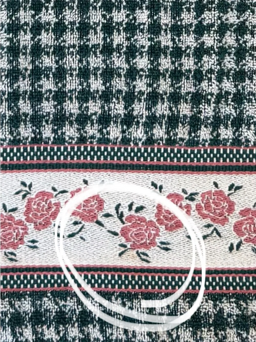Vintage Priority by Santens 3 Pc Towel Set Rose Floral Houndstooth 80’s